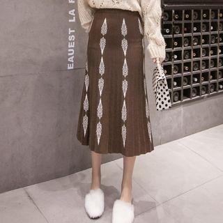 Patterned Midi Knit Skirt