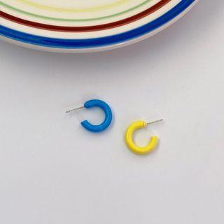 Open Hoop Earring 1 Pair - Open Hoop Earring - Yellow & Blue - One Size
