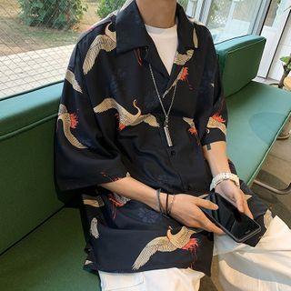 3/4-sleeve Nature Print Shirt