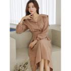 Sailor-collar Tie-waist Long Dress