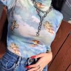 Long-sleeve Angel Print Top