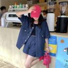 Short-sleeve Patterned Denim Jacket / Denim Shorts