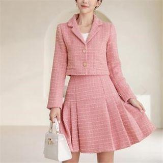 Pleated Tweed Skirt