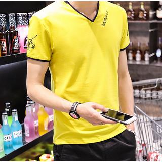 Print Short-sleeve V-neck T-shirt