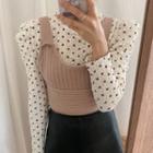 Long-sleeve Dotted Top / Sleeveless Top