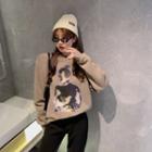 Cartoon Print Pullover 77120 - Khaki - One Size