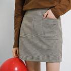 Double Pocket Houndstooth A-line Skirt