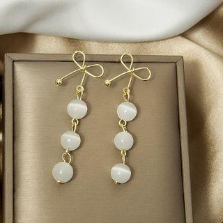 Cat Eye Stone Drop Earring E1750-7 - 1 Pair - Gold - One Size