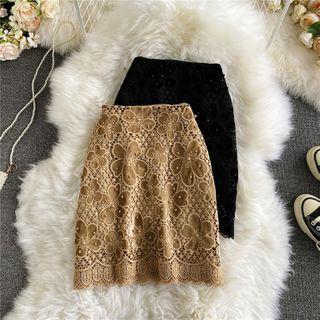 High-waist Crochet-lace Skirt