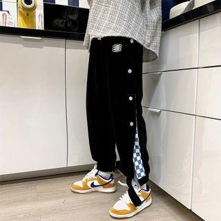 Checkerboard Panel Button-side Sweatpants