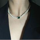 Freshwater Pearl Faux Crystal Necklace
