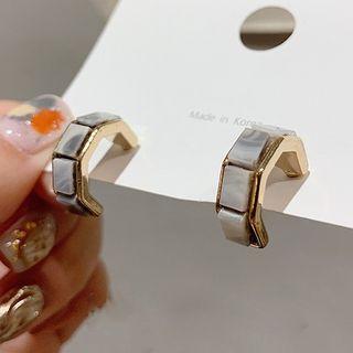 Geometric Acrylic Alloy Open Hoop Earring 1 Pair - As Shown In Figure - One Size