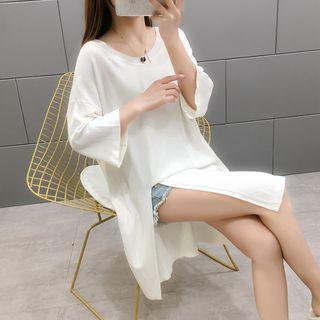 3/4-sleeve Split Long Knit Top