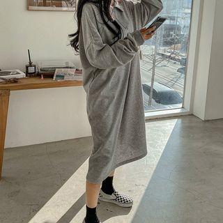Collared Zipped Midi Sweatshirt Dress