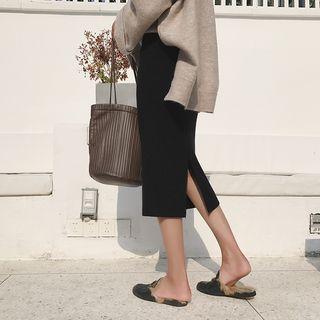 High-waist Midi Knit Skirt