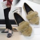 Furry Belted Pointy Loafers