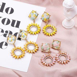 Rhinestone Acrylic Flower Dangle Earring