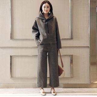 Set: Hooded Sweatshirt + Wide-leg Pants