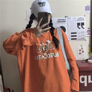 Long-sleeve Round-neck Wide T-shirt