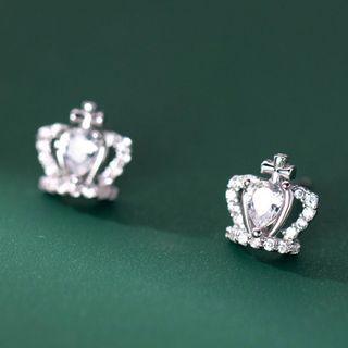 Crown Sterling Silver Ear Stud