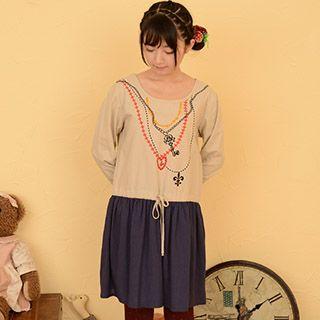 Printed Long-sleeve Dress