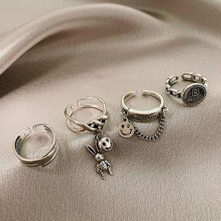 Smiley / Lettering / Layered Open Ring