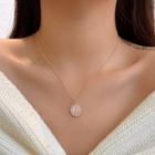 Rhinestone Pendant Necklace Rose Gold & White - One Size