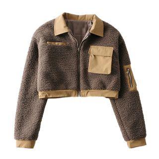 Zip-up Cropped Fleece Jacket