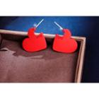 Alloy Heart Earring 1 Pair - 925 Silver Needle - Heart - Red - One Size