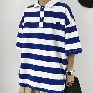 Polo Elbow-sleeve Stripe T-shirt