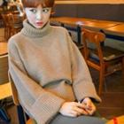 Mock Turtleneck Sweater Khaki - One Size