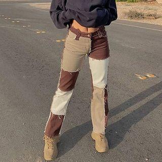 Colorblock Straight-fit Jeans