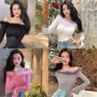 Furry Off Shoulder Long-sleeve Knit Shirt