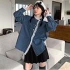 Lace Trim Denim Jacket / Pleated Skirt