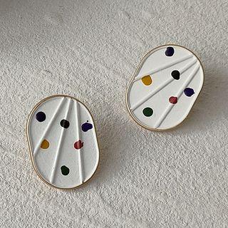 Polka Dot Alloy Earring 1 Pair - 1463 - White - One Size