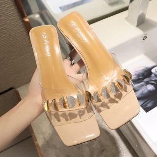 Glitter Transparent Chunky Heel Sandals