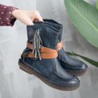 Genuine-leather Belted Short Boots
