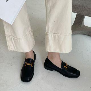 Block Heel Metal-accent Loafers