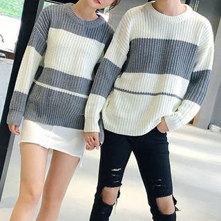 Couple Matching Striped Chunky Knit Sweater