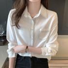 Long-sleeve Stitched Loose Fit Shirt