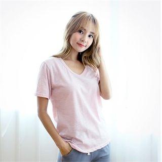 Short Sleeve Round-neck Colored T-shirt