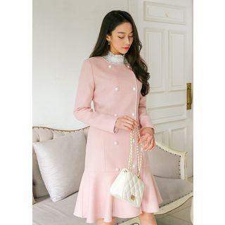 J-size - Double-breasted Midi Tailored Dress