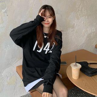 Oversize Long-sleeve Print Sweatshirt
