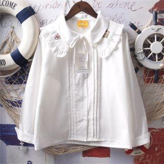 Long-sleeve Embroidered Peter Pan Collar Shirt