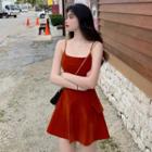 Spaghetti Strap Mini Velvet Dress