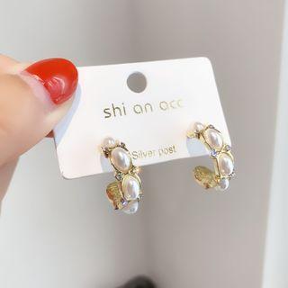 Faux Pearl Hoop Earring 1 Pair - E2121 - Faux Pearl - One Size