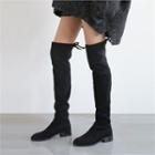 Tie-detail Faux-suede Knee-high Boots
