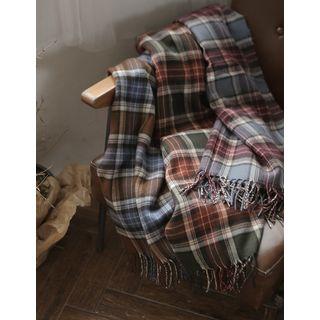 Fringed Plaid Muffler Scarf