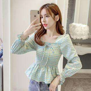Gingham Smocked Blouse