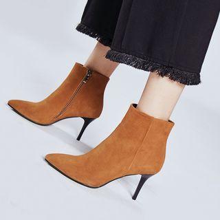 Genuine-leather High Heel Short Boots